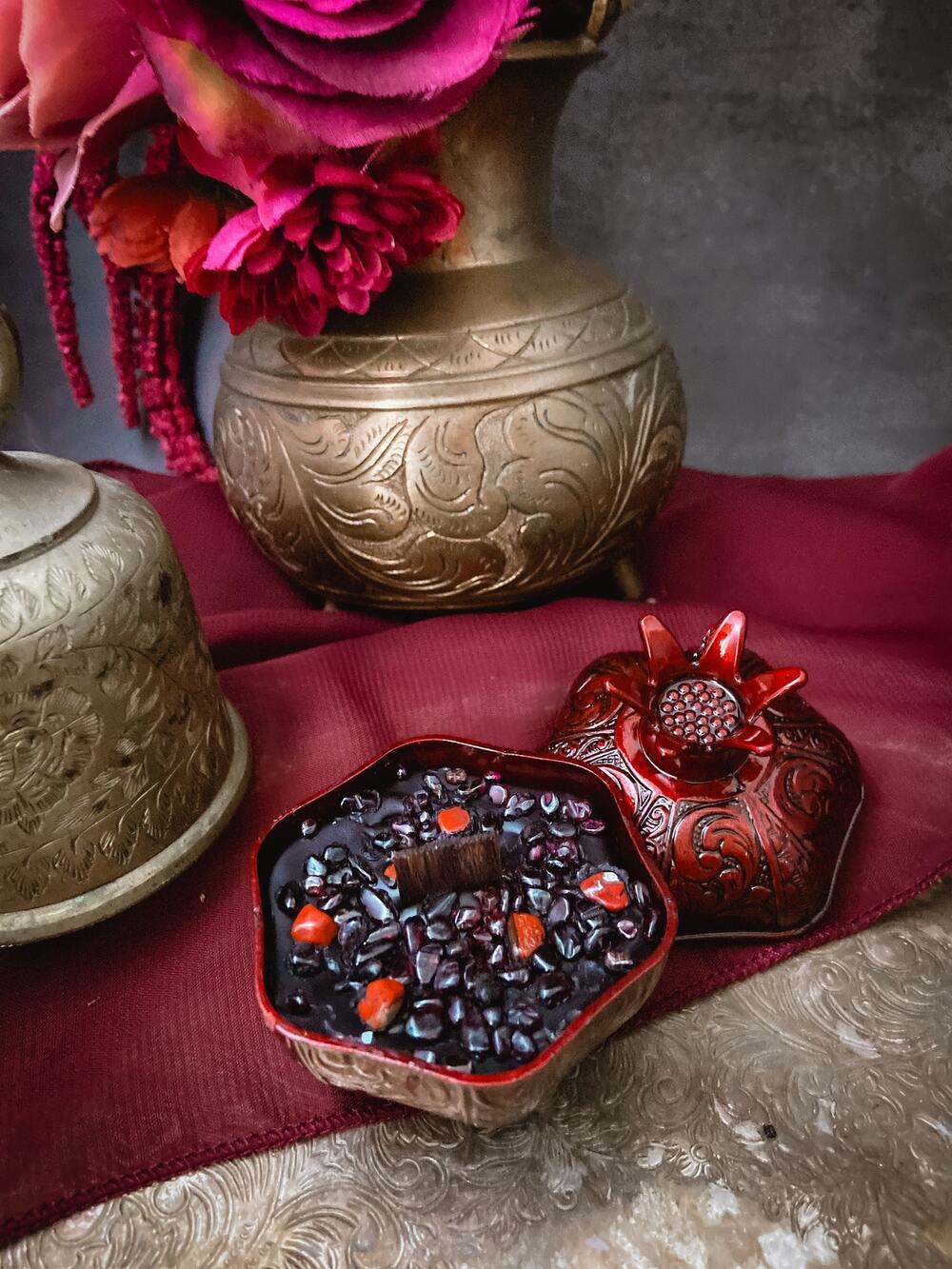 Pomegranate Candle for Persephone or Hades Altar & Gothic Decor, Witchy Gifts